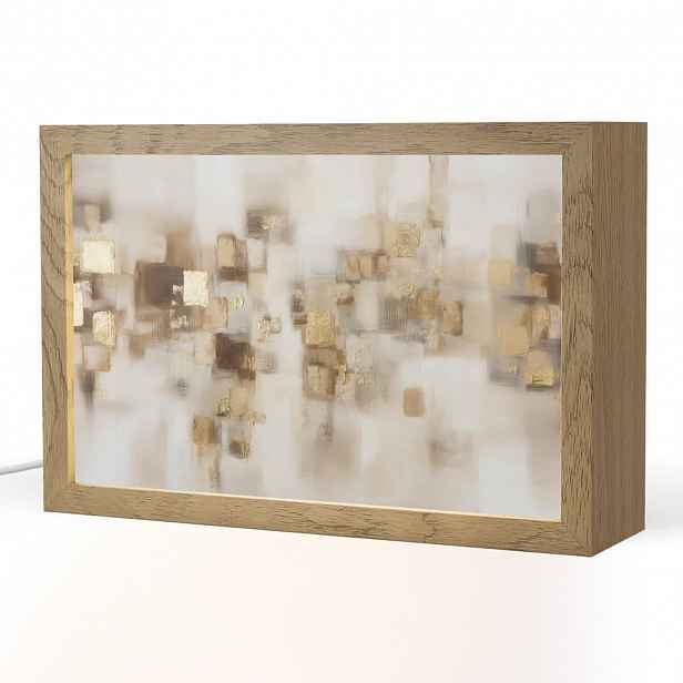 OnlyWow STOLNÍ LAMPA Abstraktní čtverce - zemité tóny - mlhavé 30x20 cm