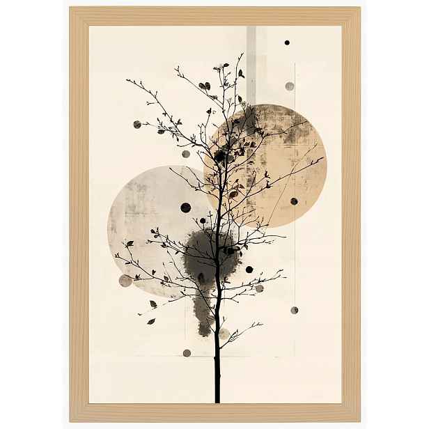 Plakát Rámeček Dřevo Grafika Geometrie Dřevo Zen Natura Béžová Hnědá 40x60
