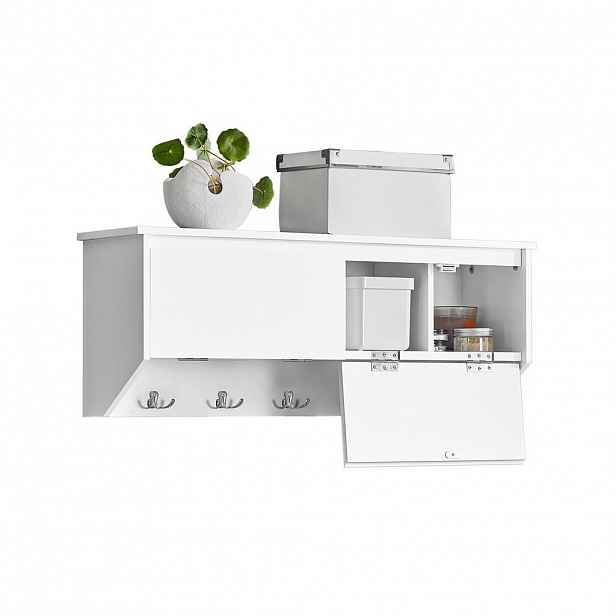 SoBuy NÁSTĚNNÝ VĚŠÁK na 2 dveře Bílá 78x20x30cm Minimalistický