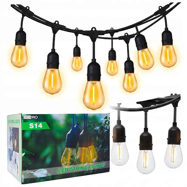 Světelná Zahradní Girlanda 20 M, 20 Žárovek, Venkovní Zahradní Lampy