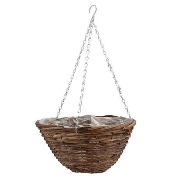 Závěsný hnědý proutěný kulatý květináč - Ø 35*16 cm daan kromhout