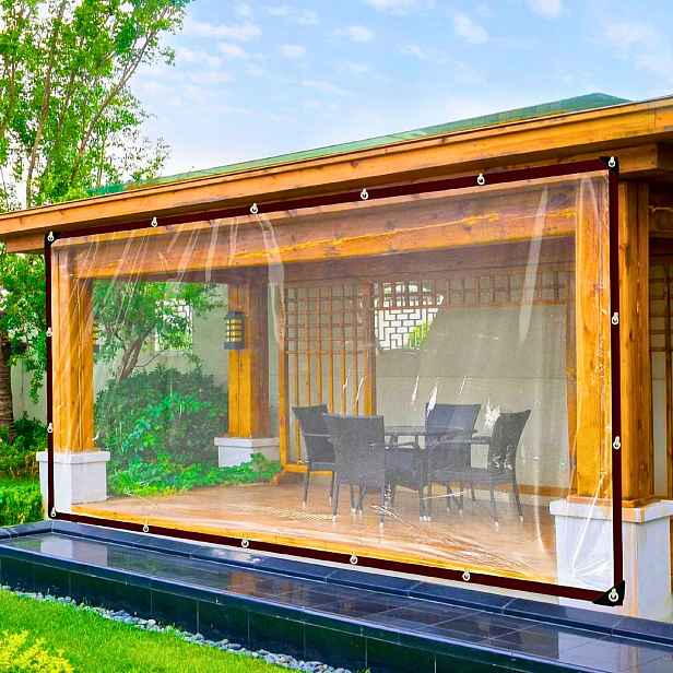Průhledná Zahradní Terasová Plachta Voděodolná S Anti-uv Oky 3X6 M