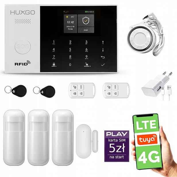 Bezdrátový alarm WiFi Gsm 4G, Tuya alarmová sada Huxgo HXA005 R3PS