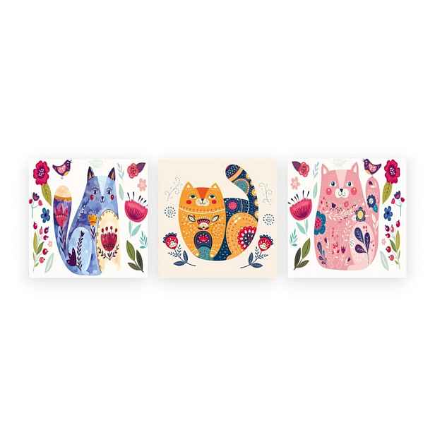 Dětské obrázky v sadě 3 ks 30x30 cm Cats – Wallity