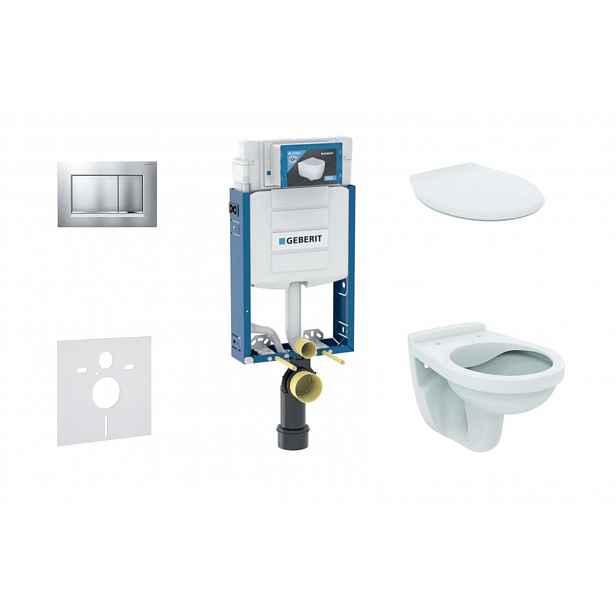Geberit Kombifix - Set předstěnové instalace, klozet Alpha se sedátkem, tlačítko Sigma20, chrom mat/chrom 110.302.00.5 NR7
