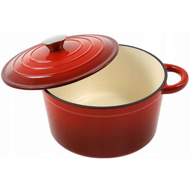 Hrnec 4,8 L Smaltovaný S Víkem Červený Indukční Trouba 26 CM