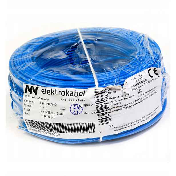 Kabel Lgy 1 mm modrý 750 V 100 m