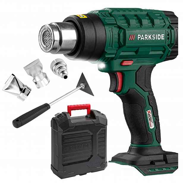 Parkside Horkovzdušná Pistole Phlga 20V kufr, příslušenství Silná