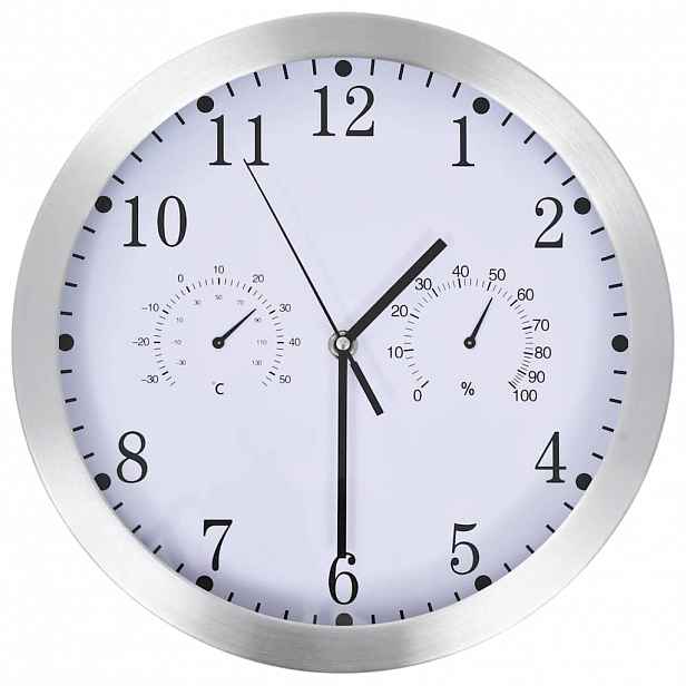 vidaXL Nástěnné hodiny strojek Quartz vlhkoměr a teploměr 30 cm bílé