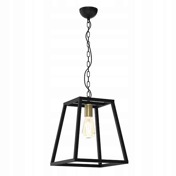 Závěsná lampa loft černá zlatá geometrická na řetězu do jídelny Luminex