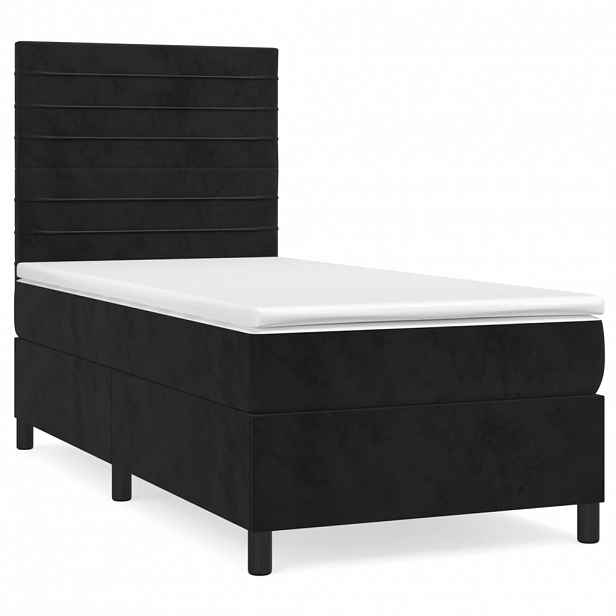 vidaXL Box spring postel s matrací černá 80 x 200 cm samet
