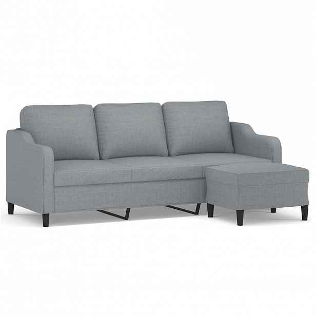 vidaXL 3místná pohovka s podnožkou světle šedá 180 cm textil