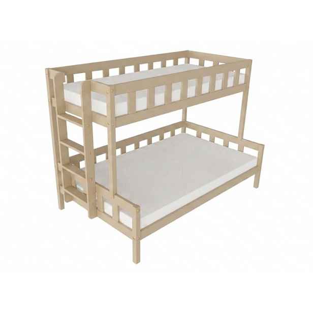 Benlemi Patrová postel PLOTTY s bočním žebříkem 90x200, 120x200 cm Zvolte barvu: Béžová, Zvolte šuplík: Bez šuplíku, Zvolte stranu: Vlevo