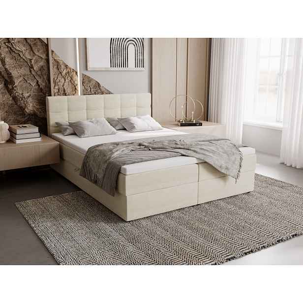 Čalouněná postel 160x200 ELSIE 2 s úložným prostorem - světle béžová