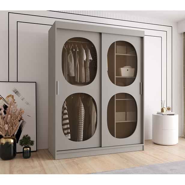 Prosklená šatní skříň 150 cm DEFNE - kašmírová