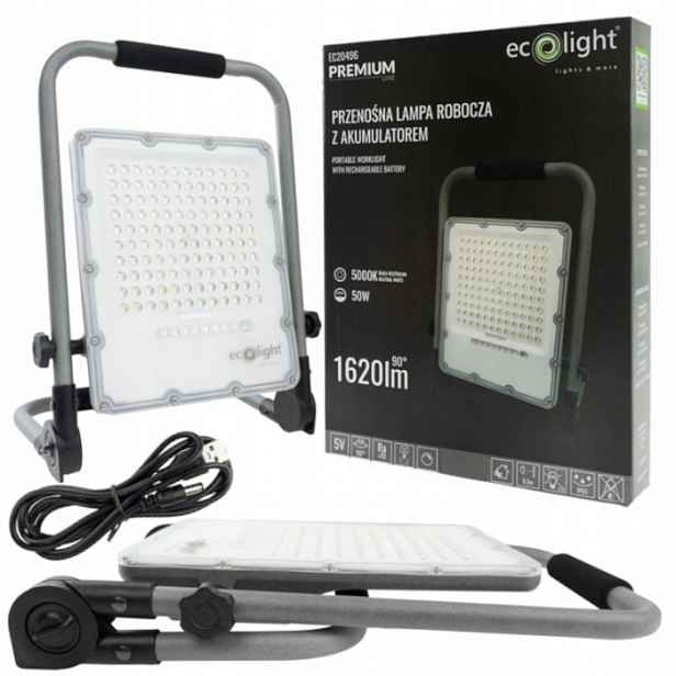 Silný přenosný halogenový Led reflektor 50W s akumulátorem