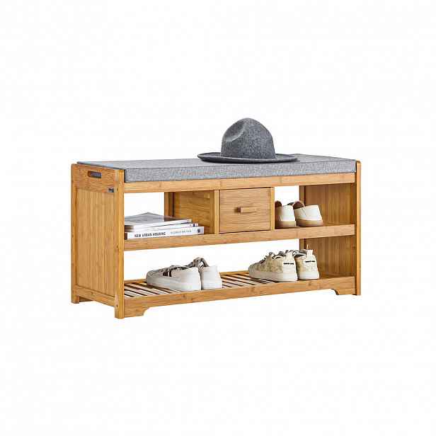 SoBuy ZÁSUVKOVÝ BOTNÍK Bambus 91x34x45cm Nordický