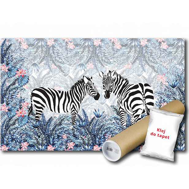 Vliesová fototapeta Zebra Listy Květiny 254x184