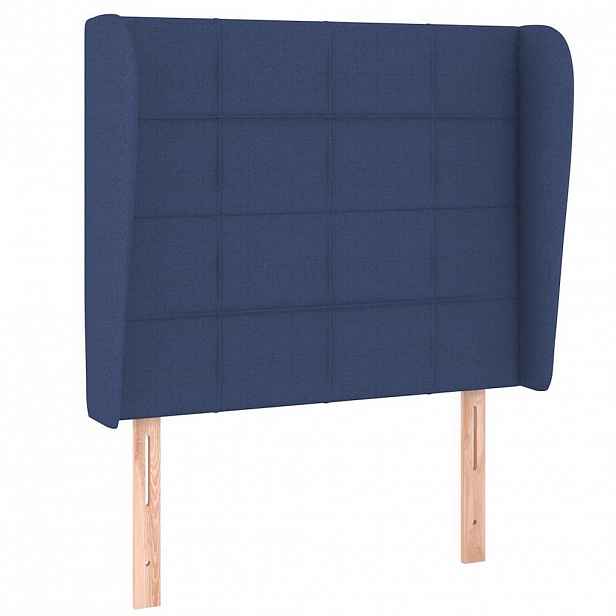 vidaXL Čelo postele typu ušák modré 93x23x118/128 cm textil