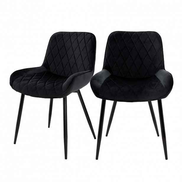 ML-DESIGN JÍDELNÍ ŽIDLE, sada 2 ks, černý samet