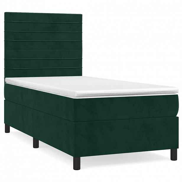 vidaXL Box spring postel s matrací tmavě zelená 80 x 200 cm samet