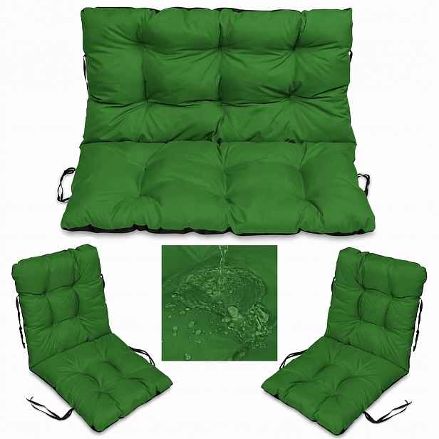 Sada zahradních polštářů na houpačku Rattan 100x60x50 2+1 Zelená