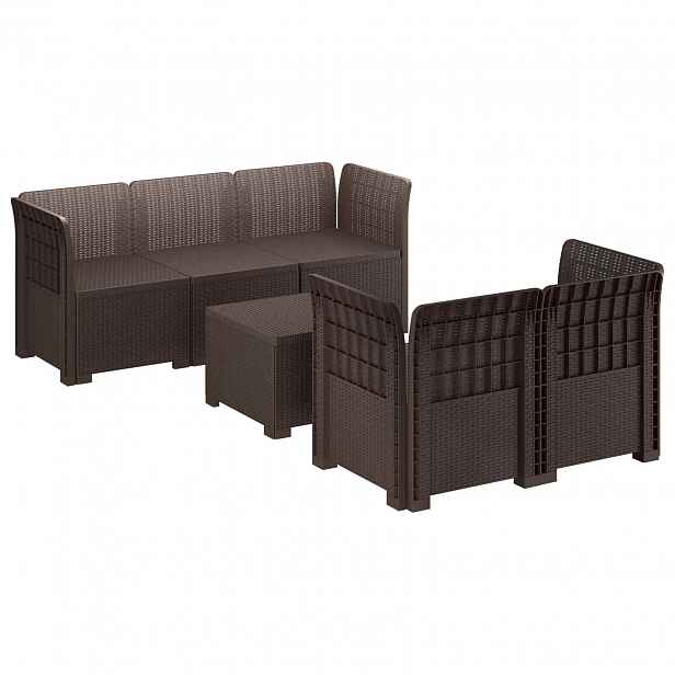 vidaXL 5-místné Zahradní Sofa ve Vzhledu Ratan PP Hnědá