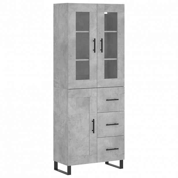 vidaXL Skříň highboard betonově šedá 69,5x34x180 cm kompozitní dřevo