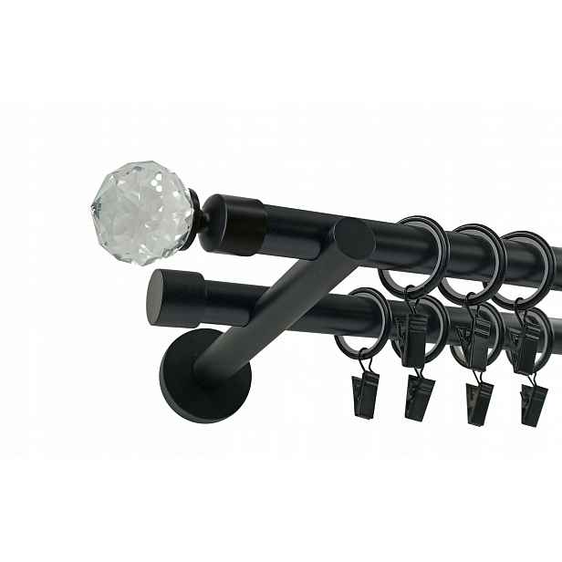 Dvojitá Garnýž 19+19mm Černá Matná 120cm Crystal