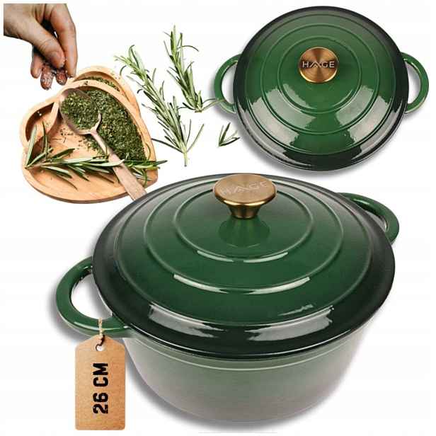 Smaltovaný Hrnec Hrnec 24 cm 4L Hage Zelený