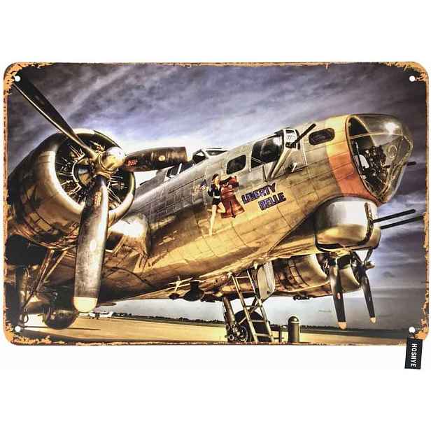 TEMU HOSNYE Transportní Letadlo Železná Vintage Kovová Železná Páni Ženy Nástěnné Umělecké Dekorace Domácí Bar Kavárna 20.32 X 30.48Cm, Nástěnná