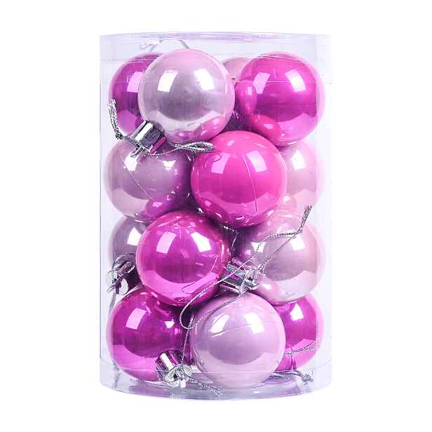 TEMU 16ks 16ks/Balení (opraveno z 16ks na Obrázek) 4cm Lesklé Plastové Kulovité Ozdoby - Korejské Minimalistické Růžové a Šedé Závěsné Koule s