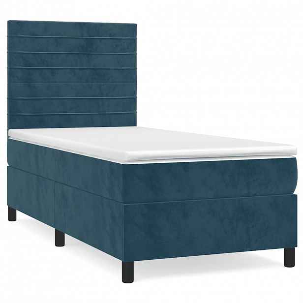 vidaXL Box spring postel s matrací tmavě modrá 80 x 200 cm samet