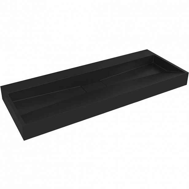 Umyvadlo z litého mramoru Vita - nástěnné i na desku - černá matná - 100x46 cm