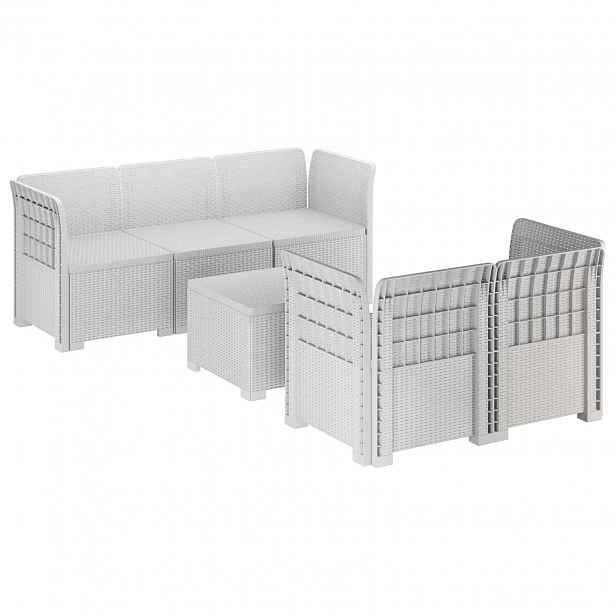 vidaXL 5-místné Zahradní Sofa ve Vzhledu Ratan PP Bílá