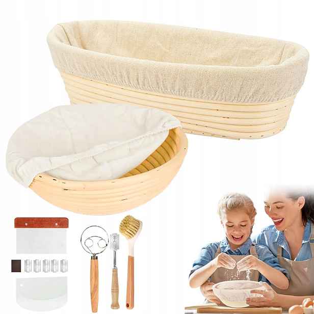 2x Košík Forma na kynutí chleba 23/25 cm Garování těsta na chléb