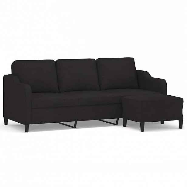 vidaXL 3místná pohovka s podnožkou černá 180 cm textil