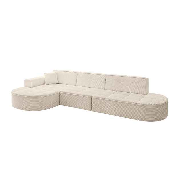 ALTDECOR ROHOVÁ SEDAČKA s otomanem, levá TARO-L2 328x171x79,5 Béžová Manšestr
