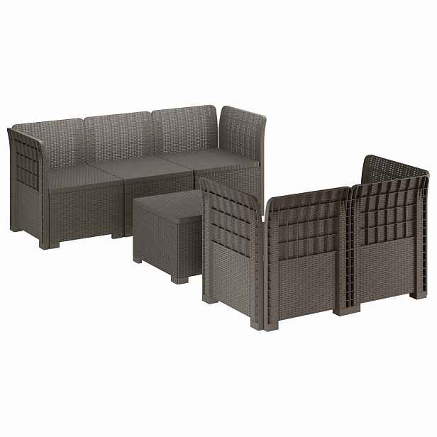 vidaXL 5-místné Zahradní Sofa ve Vzhledu Ratan PP Světle šedá