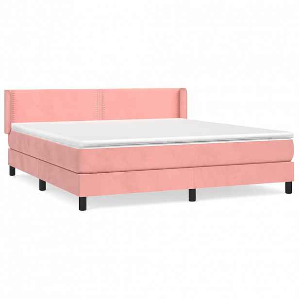 vidaXL Box spring postel s matrací růžová 180x200 cm samet