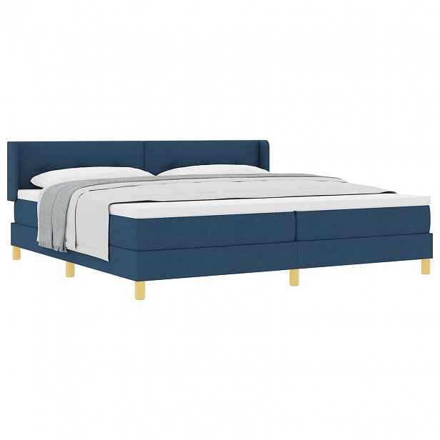 vidaXL Postel s boxspringem s čelo Modrá 200 x 200 cm textil