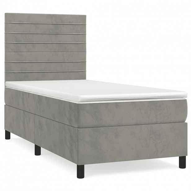 vidaXL Box spring postel s matrací světle šedá 90x190 cm samet