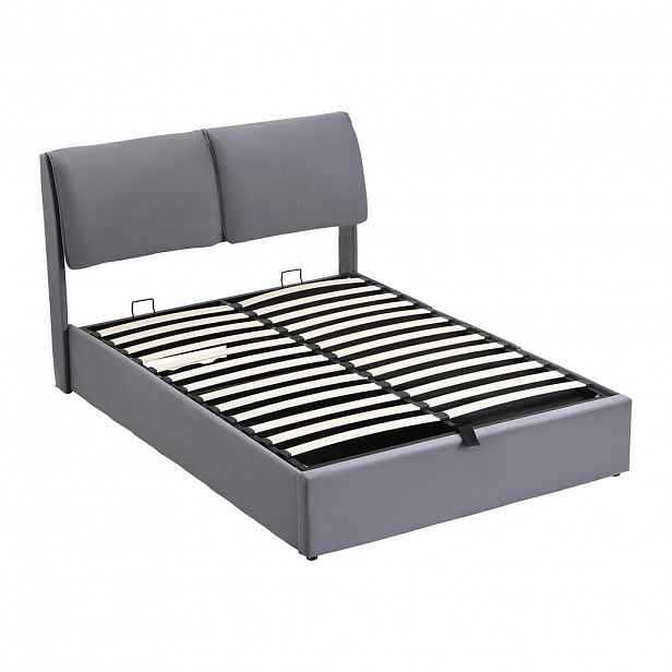 CHICFURN ČALOUNĚNÁ POSTEL 140/190 cm v šedé barvě s úložným prostorem a 3 zásuvkami ze sametu