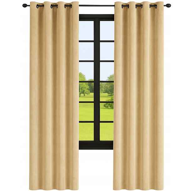 Elegantní velurové záclony 140x240 Na Průchodkách Záclony Velur Béžové