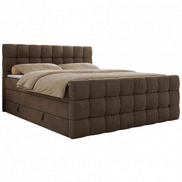 MKS POSTEL BOXSPRING ALTIVO KING DUO 120/200 - Hnědá Samet - Topper Visco - H3