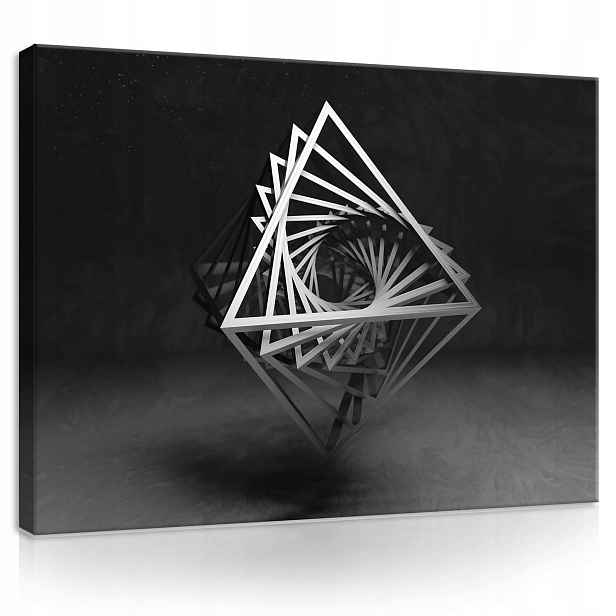 Obraz 100x75 Abstrakce geometrie trojrozměrná spirála černobílé umění