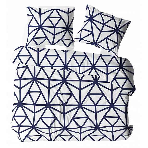 Povlečení 160 x 220 cm 2 povlaky na polštáře 100% bavlna Geometrická modrá