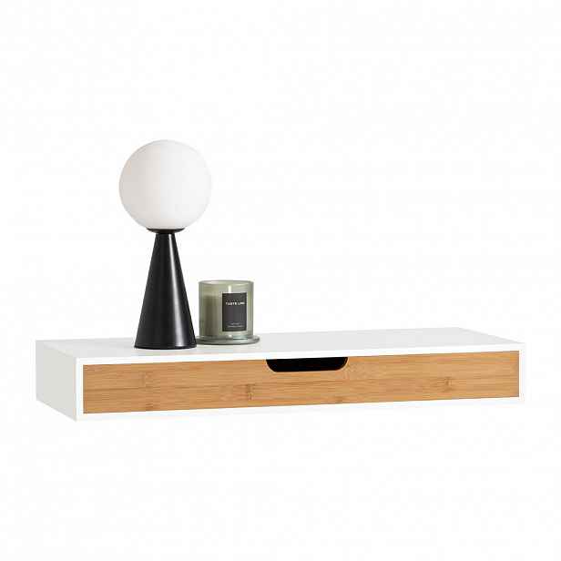 SoBuy POLIČKA SE ZÁSUVKOU Bílá 60x25x8cm Minimalistický