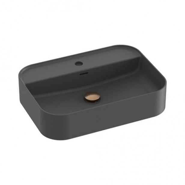 Umyvadlo na desku Ravak Ceramic Slim 55x40 cm antracit otvor pro baterii uprostřed XJX03155004