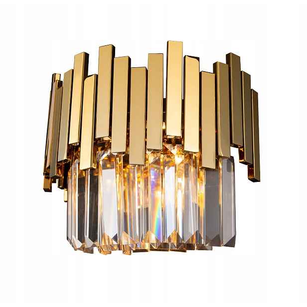 Zlatá nástěnná lampa s glamour krystaly do ložnice obývacího pokoje Maxlight